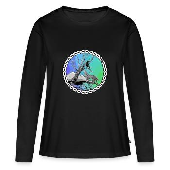 Fantasy Relationship Wolf and Raven Celtic circle - Women's Premium Organic Long Sleeve Shirt - black - Front - Julia (174cm)