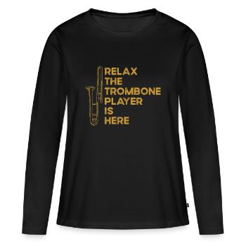 Trombone - T-shirt manches longues Premium bio Femme - noir - Devant - Julia (174cm)