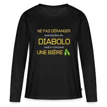 Cadeau humour diabolo cirque passion drôle - T-shirt manches longues Premium bio Femme - noir - Devant - Julia (174cm)