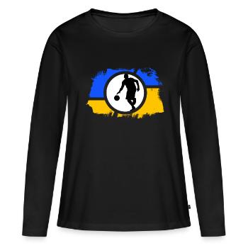 basketball "slamdunk für ukraine" basketballspiel - Frauen Premium Bio Langarmshirt - Schwarz - Vorne - Julia (174cm)