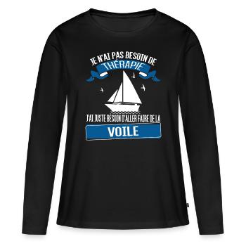 Bateau à voile - voilier - T-shirt manches longues Premium bio Femme - noir - Devant - Julia (174cm)