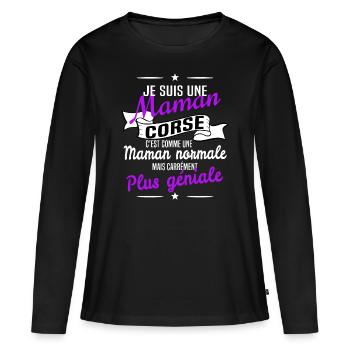 Maman corse - T-shirt manches longues Premium bio Femme - noir - Devant - Julia (174cm)