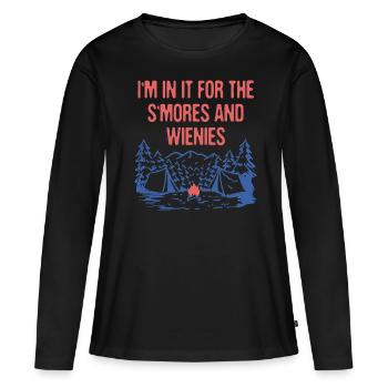 In for S'mores & Wienies Camping Foodie Camper - Women's Premium Organic Long Sleeve Shirt - black - Front - Julia (174cm)