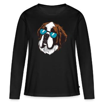 Bernhardiner Hund Der Entdecker - Frauen Premium Bio Langarmshirt - Schwarz - Vorne - Julia (174cm)