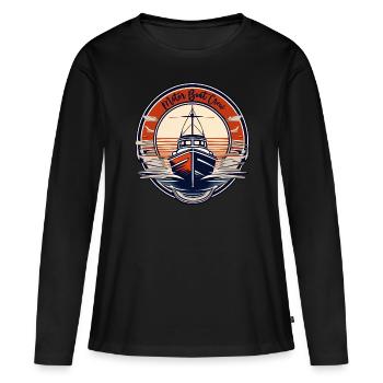 Bateau à moteur / Eau / Liberté / Aventure / Moteur - T-shirt manches longues Premium bio Femme - noir - Devant - Julia (174cm)