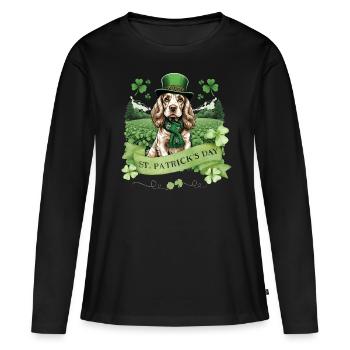Irish Setter St. Patrick's Day Green Hat Pup - Frauen Premium Bio Langarmshirt - Schwarz - Vorne - Julia (174cm)