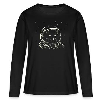 Cat as astronaut in spacesuit - Women's Premium Organic Long Sleeve Shirt - black - Front - Julia (174cm)
