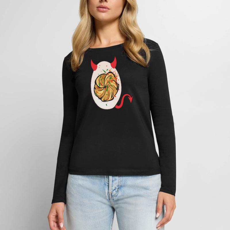 Gefüllte Eier Deviled Eggs Frauen Premium Bio Langarmshirt