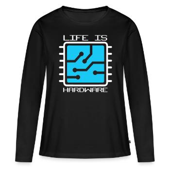 LIFE IS HARDWARE #lovely toons - Frauen Premium Bio Langarmshirt - Schwarz - Vorne - Julia (174cm)
