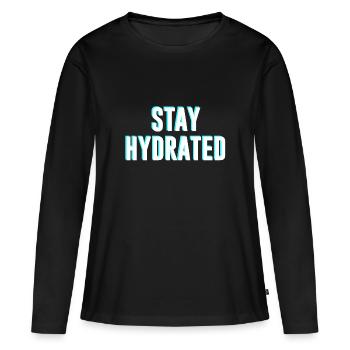 Rester hydraté - T-shirt manches longues Premium bio Femme - noir - Devant - Julia (174cm)
