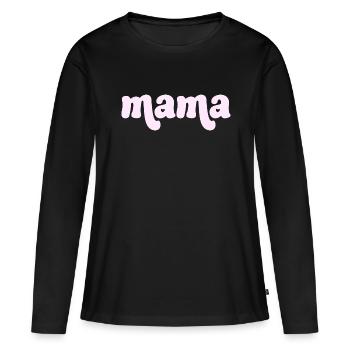 Retro Mama Typographie Design - cozy Herz Shirt - Frauen Premium Bio Langarmshirt - Schwarz - Vorne - Julia (174cm)