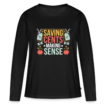 Économiser des centimes Making Sense Couponer Shopper Économiser - T-shirt manches longues Premium bio Femme - noir - Devant - Julia (174cm)