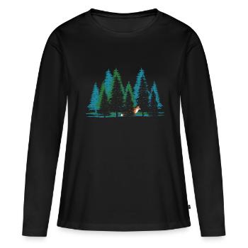 waldbaden shinrin yoku waldbad waldmeditation - Frauen Premium Bio Langarmshirt - Schwarz - Vorne - Julia (174cm)