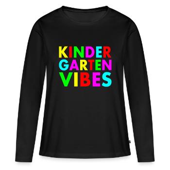 kindergarten vibes - T-shirt manches longues Premium bio Femme - noir - Devant - Julia (174cm)