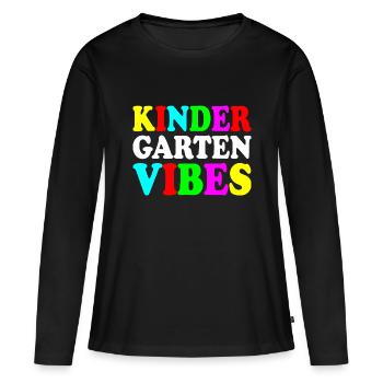 kindergarten vibes - T-shirt manches longues Premium bio Femme - noir - Devant - Julia (174cm)