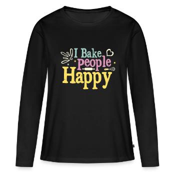 Ich backe Menschen glücklich backen Brot Konditorei Bäcker - Frauen Premium Bio Langarmshirt - Schwarz - Vorne - Julia (174cm)