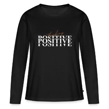 Pensée positive - T-shirt manches longues Premium bio Femme - noir - Devant - Julia (174cm)
