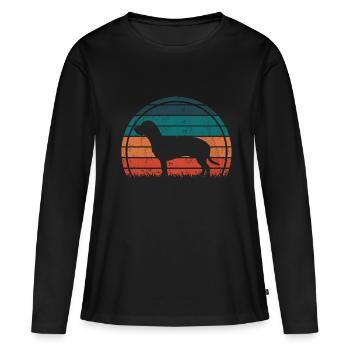 Hanovrien Hanover Sweat Dog Vintage Rétro - T-shirt manches longues Premium bio Femme - noir - Devant - Julia (174cm)