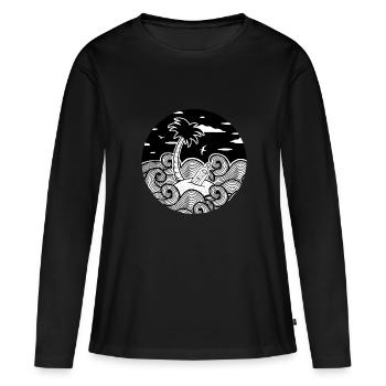 Message dans une bouteille - T-shirt manches longues Premium bio Femme - noir - Devant - Julia (174cm)
