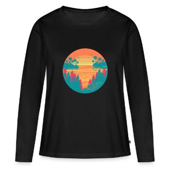 Coucher de soleil tropical - T-shirt manches longues Premium bio Femme - noir - Devant - Julia (174cm)