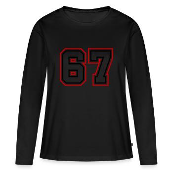 67 Numéro de numéro - T-shirt manches longues Premium bio Femme - noir - Devant - Julia (174cm)