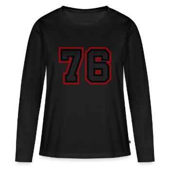 76 Numéro de numéro - T-shirt manches longues Premium bio Femme - noir - Devant - Julia (174cm)