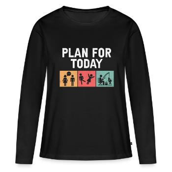 Planifier pour aujourd’hui Pêche Fish Angler Pêcheur Angle - T-shirt manches longues Premium bio Femme - noir - Devant - Julia (174cm)