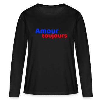 Amour Toujours - T-shirt manches longues Premium bio Femme - noir - Devant - Julia (174cm)