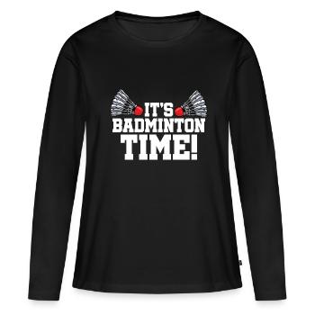 It's Badminton Time Graphic Badminton Player Shutt - Frauen Premium Bio Langarmshirt - Schwarz - Vorne - Julia (174cm)