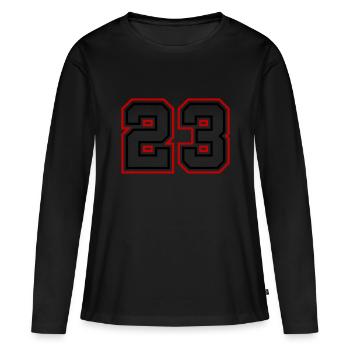 23 Numéro de numéro - T-shirt manches longues Premium bio Femme - noir - Devant - Julia (174cm)