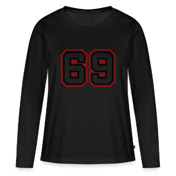 69 Numéro de numéro - T-shirt manches longues Premium bio Femme - noir - Devant - Julia (174cm)