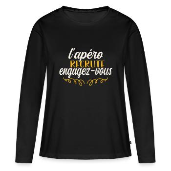apéro recrute engagez vous - T-shirt manches longues Premium bio Femme - noir - Devant - Julia (174cm)