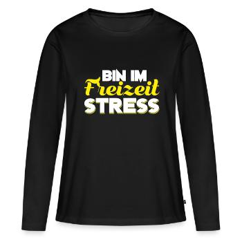 Freizeit Stress - Frauen Premium Bio Langarmshirt - Schwarz - Vorne - Julia (174cm)