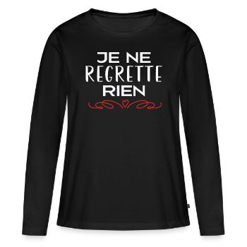 Je ne regrette rien - T-shirt manches longues Premium bio Femme - noir - Devant - Julia (174cm)