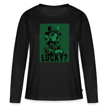Lucky? Beagle Dog St. Patty - Women's Premium Organic Long Sleeve Shirt - black - Front - Julia (174cm)