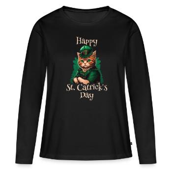 Bonne Saint-Patrick Patty - T-shirt manches longues Premium bio Femme - noir - Devant - Julia (174cm)