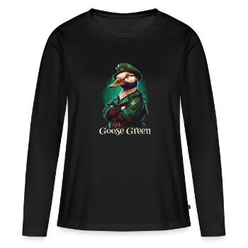 Jour de galette S. Patty vert d’oie - T-shirt manches longues Premium bio Femme - noir - Devant - Julia (174cm)
