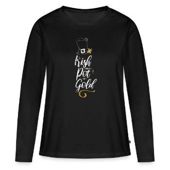 Irish You Un pot d’or vintage - T-shirt manches longues Premium bio Femme - noir - Devant - Julia (174cm)