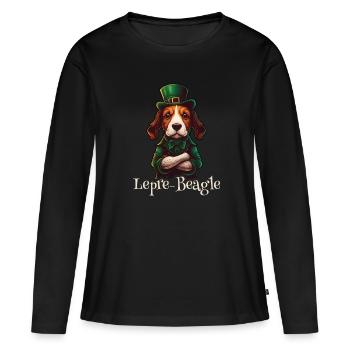 Lepre-Beagle Dog St. Patty - T-shirt manches longues Premium bio Femme - noir - Devant - Julia (174cm)