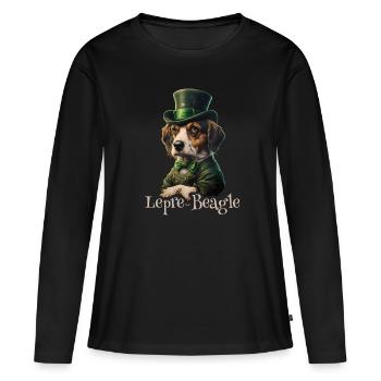 Lepre-Beagle Dog St. Patty - Frauen Premium Bio Langarmshirt - Schwarz - Vorne - Julia (174cm)