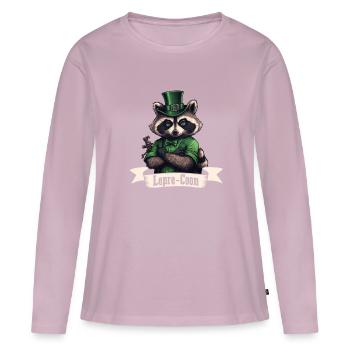 Lepre-Coon Raccoon St. Patty - Women's Premium Organic Long Sleeve Shirt - dusky pink - Front - Julia (174cm)