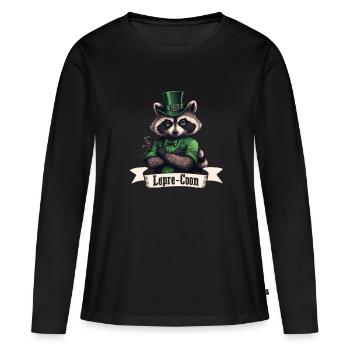 Lepre-Coon Raccoon St. Patty - T-shirt manches longues Premium bio Femme - noir - Devant - Julia (174cm)