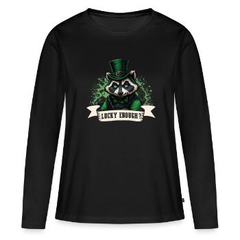 Chance? Raton laveur St. Patty - T-shirt manches longues Premium bio Femme - noir - Devant - Julia (174cm)