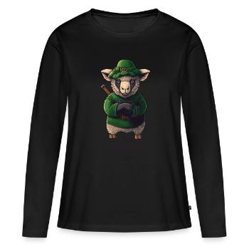 Moutons St. Patty - T-shirt manches longues Premium bio Femme - noir - Devant - Julia (174cm)