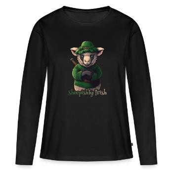 Sheepishly Irish St Patty - Women's Premium Organic Long Sleeve Shirt - black - Front - Julia (174cm)