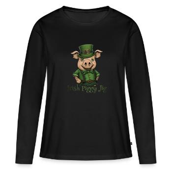 Irish Piggy Jig St. Patty - Women's Premium Organic Long Sleeve Shirt - black - Front - Julia (174cm)