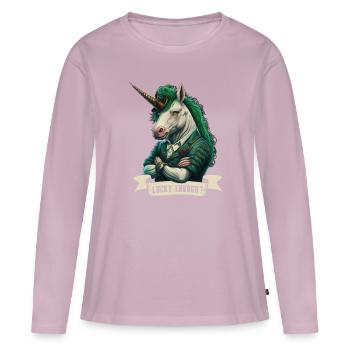 Lucky Enough? Unicorn St. Patty - Women's Premium Organic Long Sleeve Shirt - dusky pink - Front - Julia (174cm)