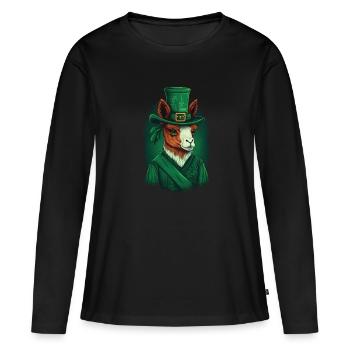 Llama St. Patty - Women's Premium Organic Long Sleeve Shirt - black - Front - Julia (174cm)