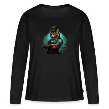 Tiger St. Patty - T-shirt manches longues Premium bio Femme - noir - Devant - Julia (174cm)