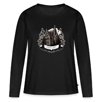 Erfurt - Frauen Premium Bio Langarmshirt - Schwarz - Vorne - Julia (174cm)